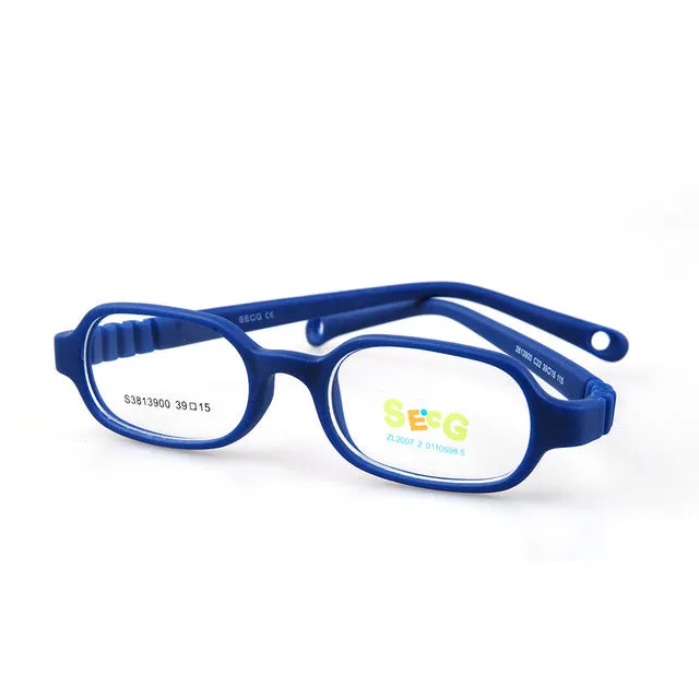 Secg Unisex Children's Full Rim Rectangle Silicone Eyeglasses 28139