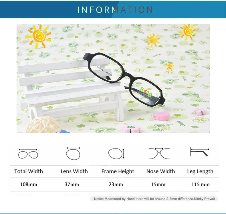 Secg Unisex Children's Full Rim Rectangle Silicone Eyeglasses 28139