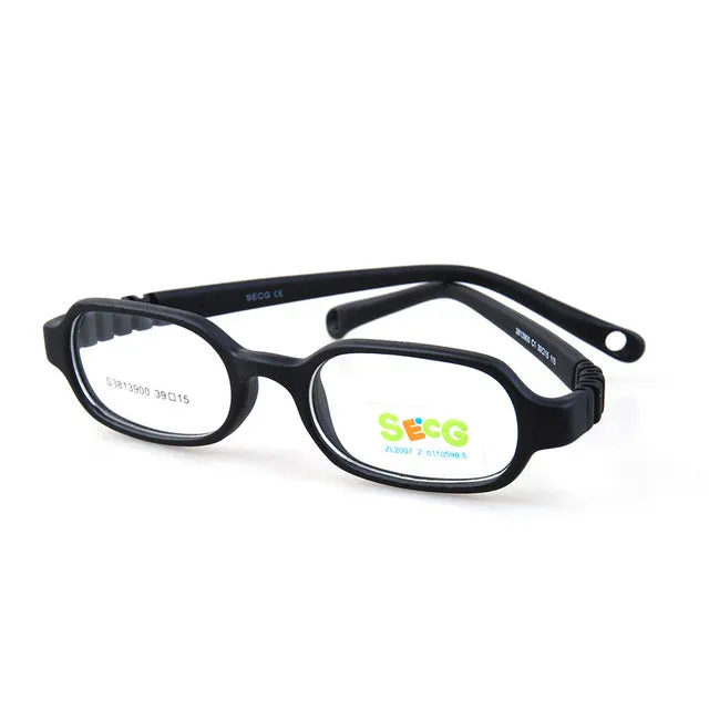 Secg Unisex Children's Full Rim Rectangle Silicone Eyeglasses 28139