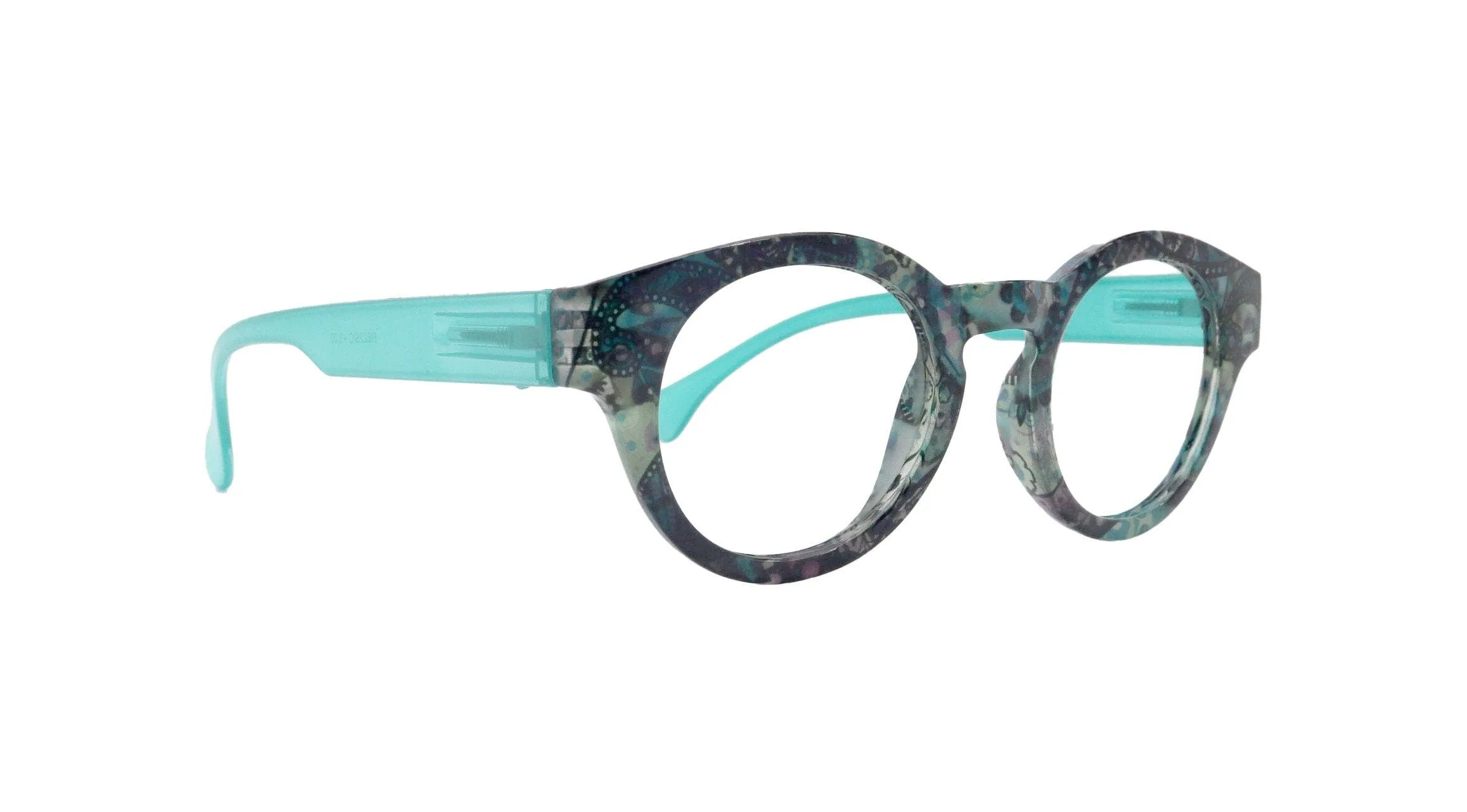 Selene Premium Reading Glasses High End Readers  1.25 ..  3.00  4.00 (Turquoise) Round Optical Frames. NY Fifth Avenue.