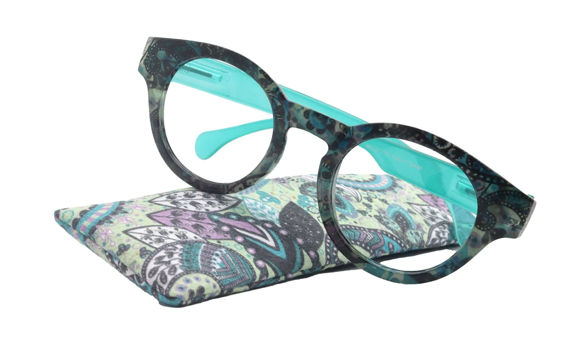 Selene Premium Reading Glasses High End Readers  1.25 ..  3.00  4.00 (Turquoise) Round Optical Frames. NY Fifth Avenue.