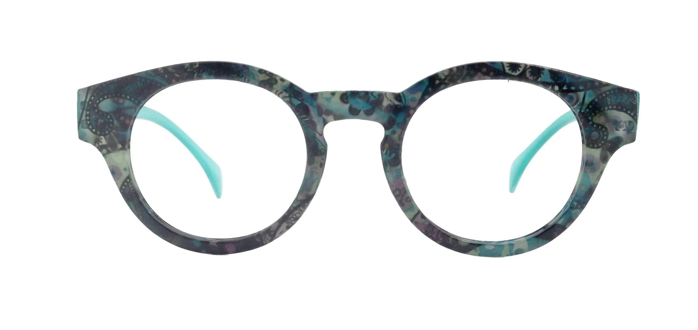 Selene Premium Reading Glasses High End Readers  1.25 ..  3.00  4.00 (Turquoise) Round Optical Frames. NY Fifth Avenue.