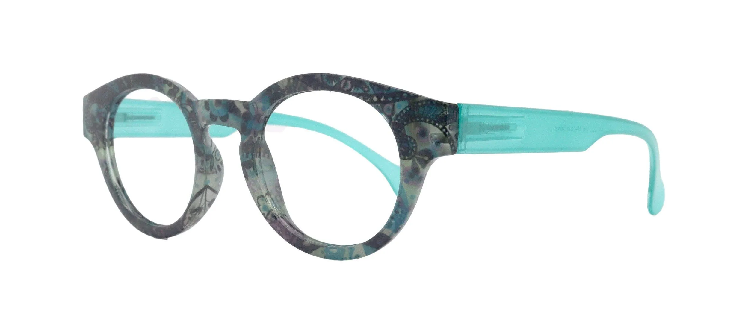 Selene Premium Reading Glasses High End Readers  1.25 ..  3.00  4.00 (Turquoise) Round Optical Frames. NY Fifth Avenue.