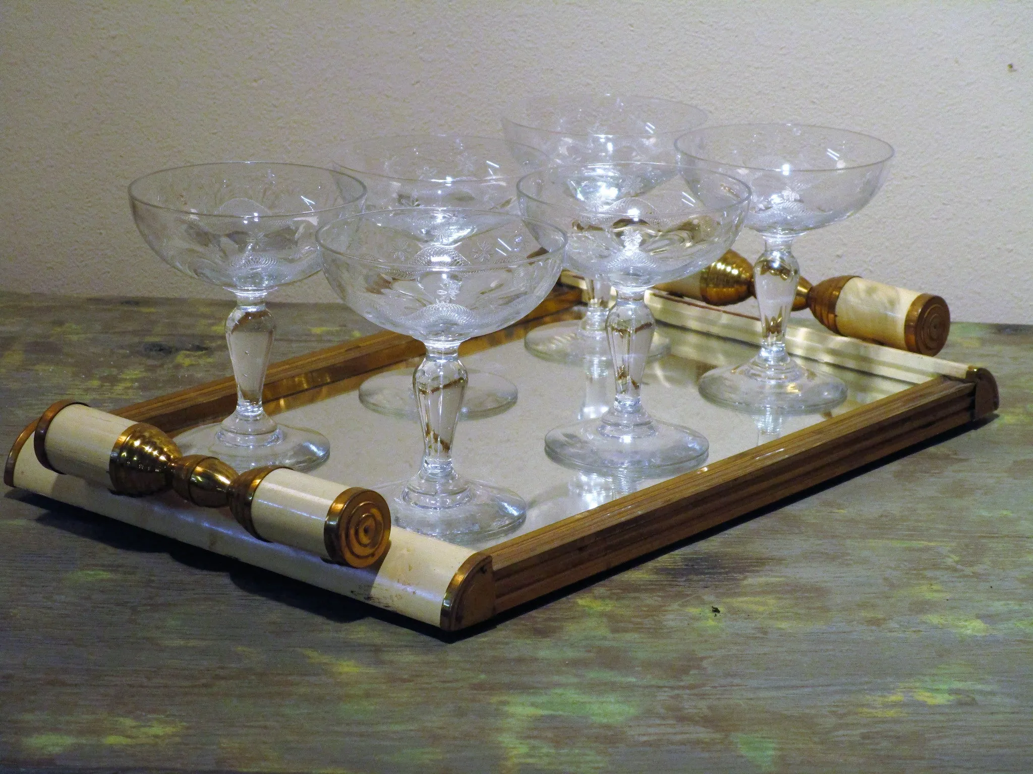 Set of six 19th century champagne glasses