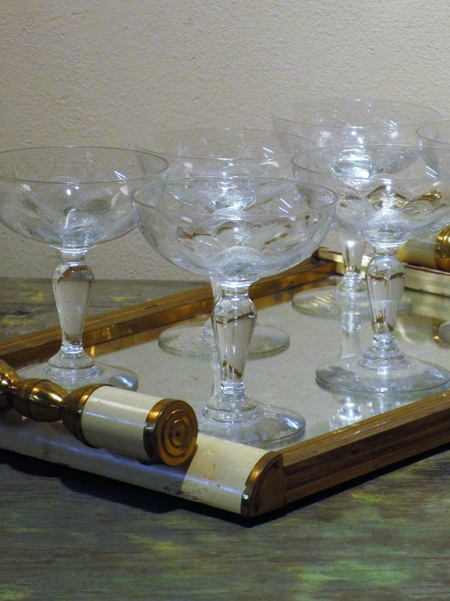 Set of six 19th century champagne glasses