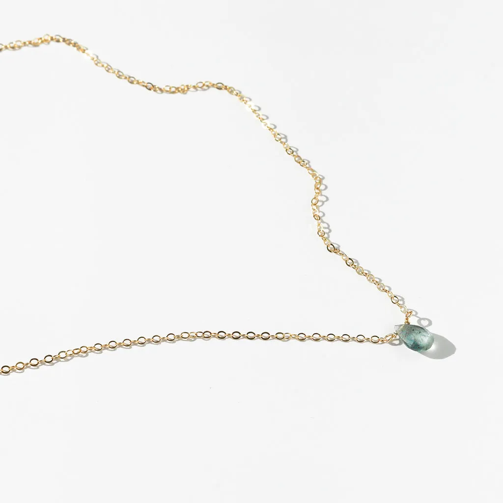 Short Gemstone Necklace - Moss Aquamarine