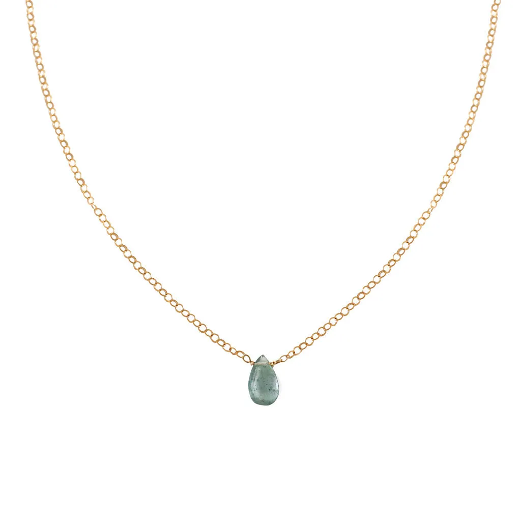 Short Gemstone Necklace - Moss Aquamarine