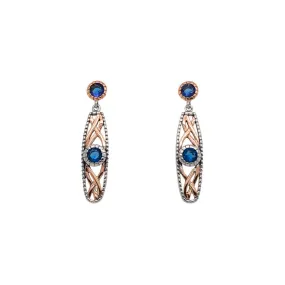 Silver and 10k Yellow or Rose Gold Brave Heart Earrings - White or Blue Cubic Zirconia