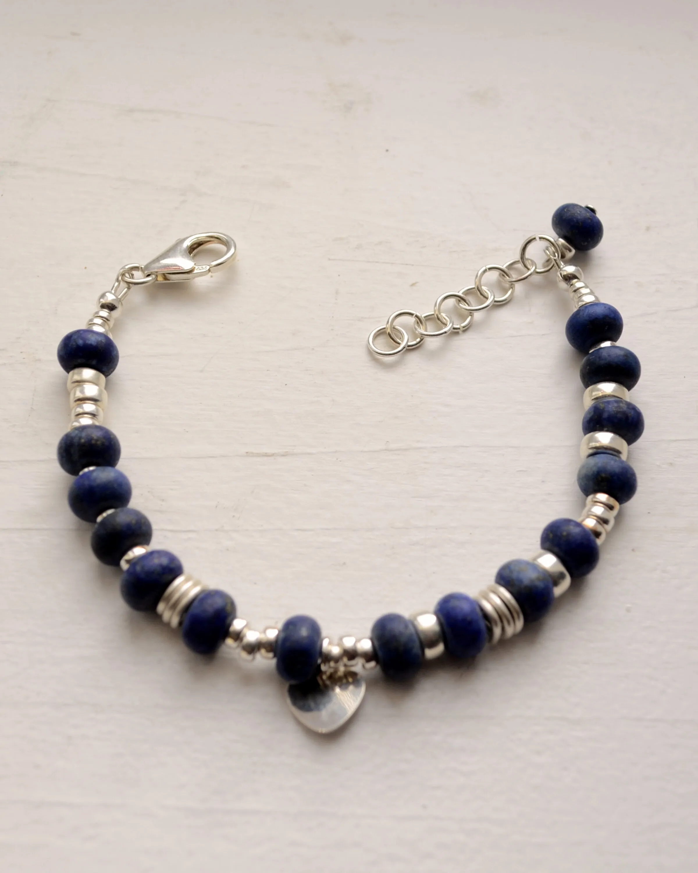 Silver and raw lapis lazuli  bracelet, blue stone bracelet, graduation gift