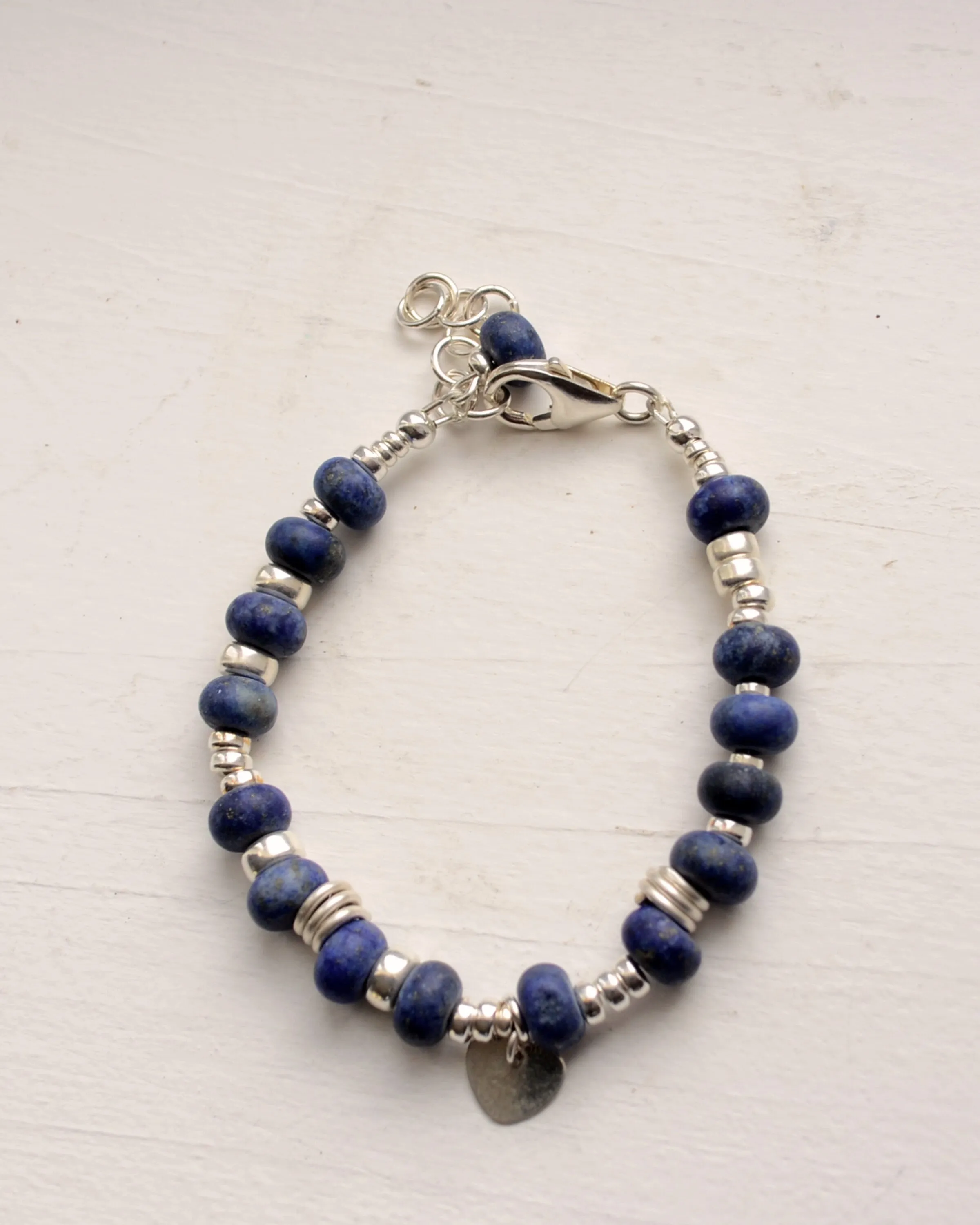 Silver and raw lapis lazuli  bracelet, blue stone bracelet, graduation gift