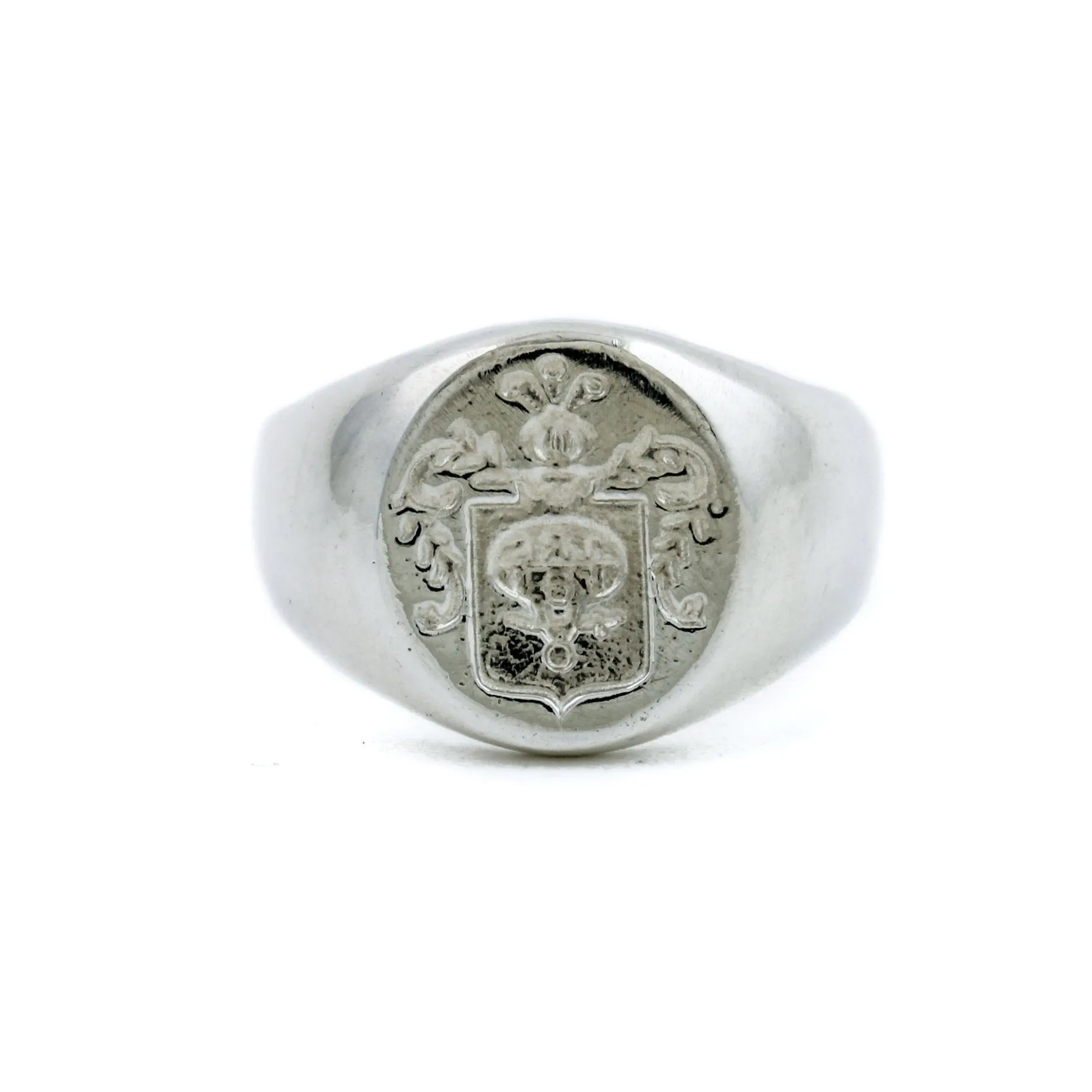 Silver Kinship Wax Seal Crest Signet Ring