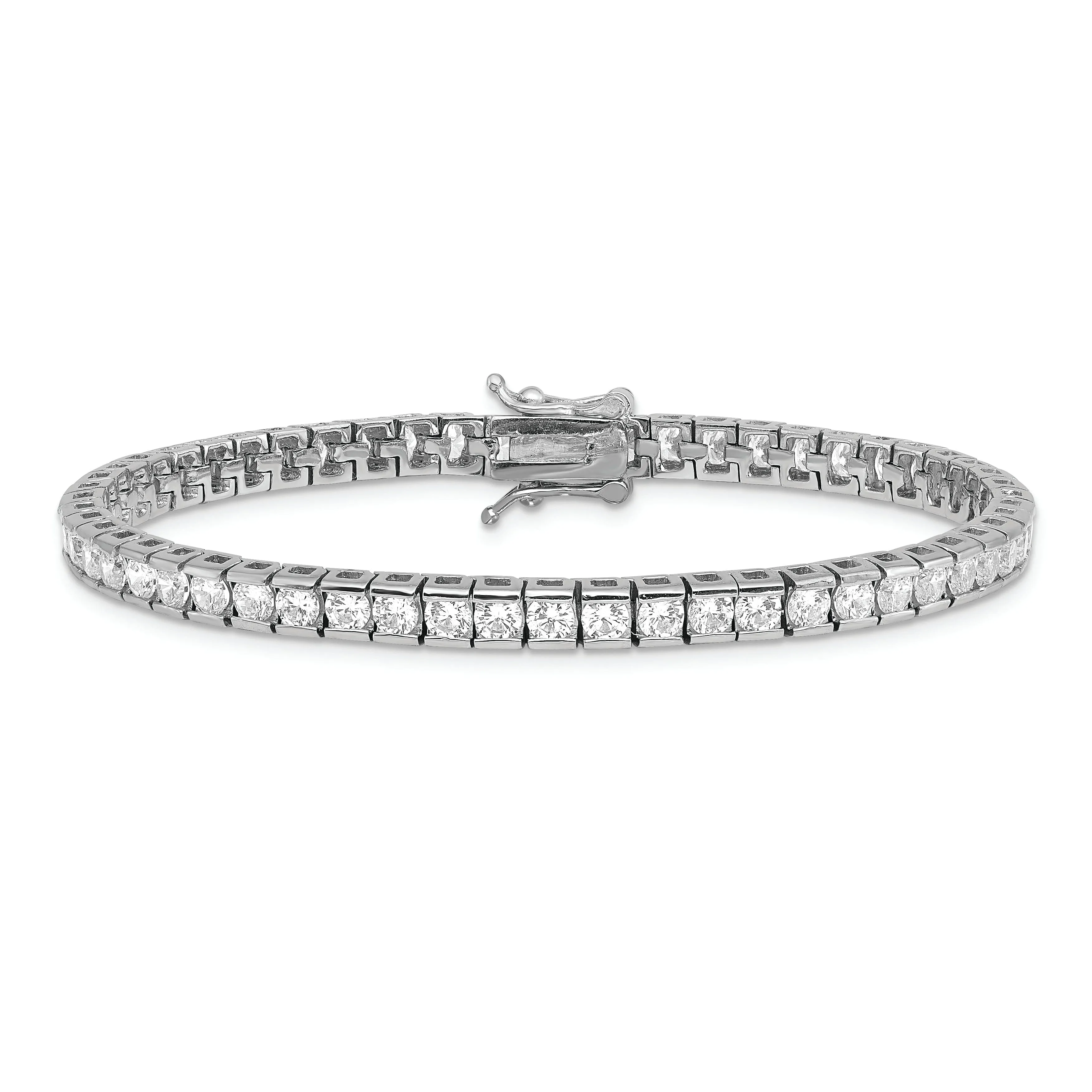 Silver Polished Rhodium Open Back C.Z Bracelet