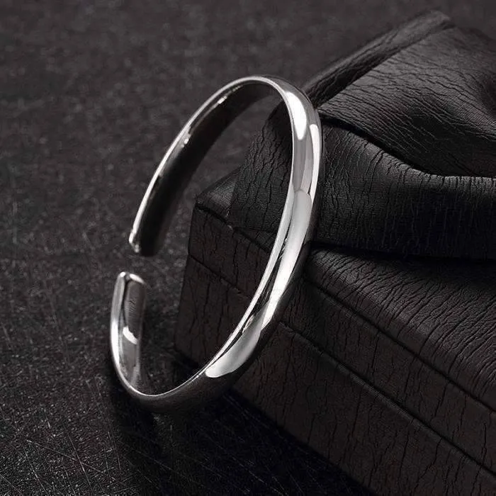 Silver Smooth Cuff Bangle Bracelet