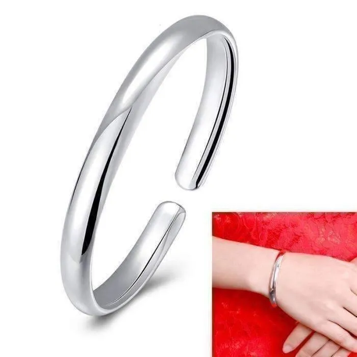 Silver Smooth Cuff Bangle Bracelet