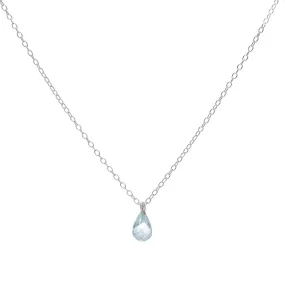 Silver Topaz Teardrop Necklace