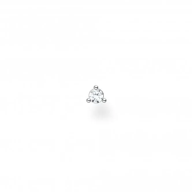 Silver Zirconia White Single Ear Stud H2197-051-14