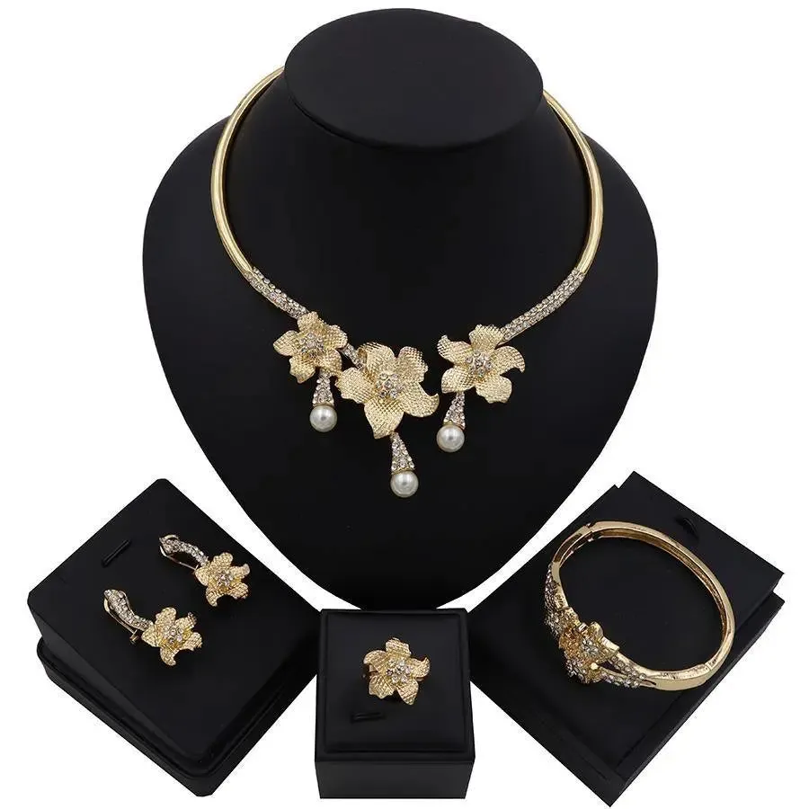 Simple Pearl mixed Fashion Necklace Party Necklace Jewellery Set