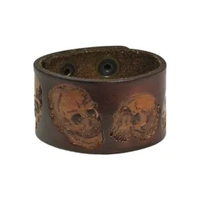 Skull Embossed Leather Wristband