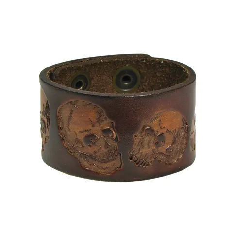 Skull Embossed Leather Wristband