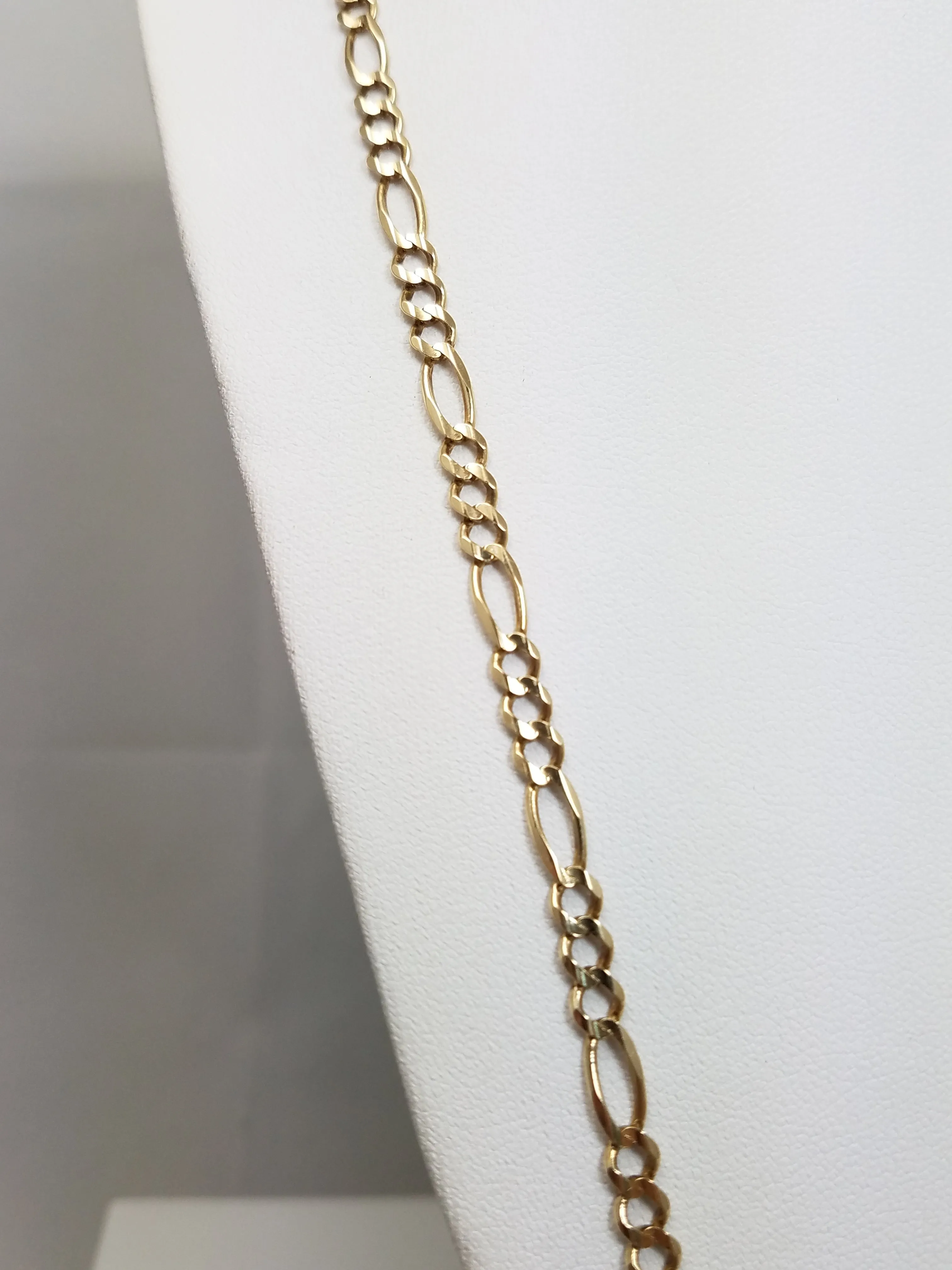 Solid 26" Figaro Link Necklace in 14k Yellow Gold