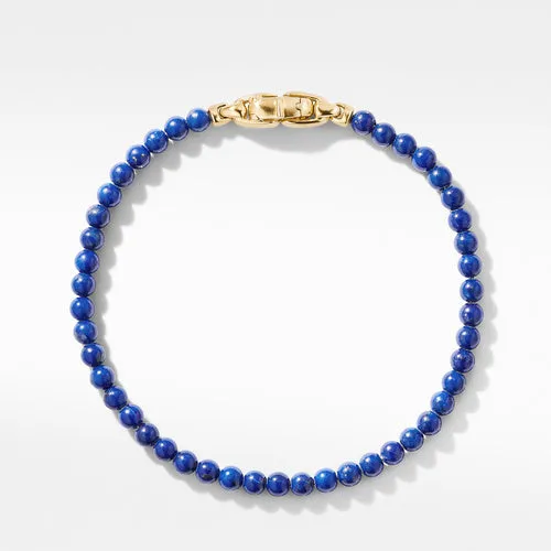 Spiritual Beads Bracelet with Lapis and 18K Yellow Gold, 4mm