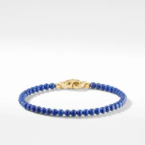 Spiritual Beads Bracelet with Lapis and 18K Yellow Gold, 4mm