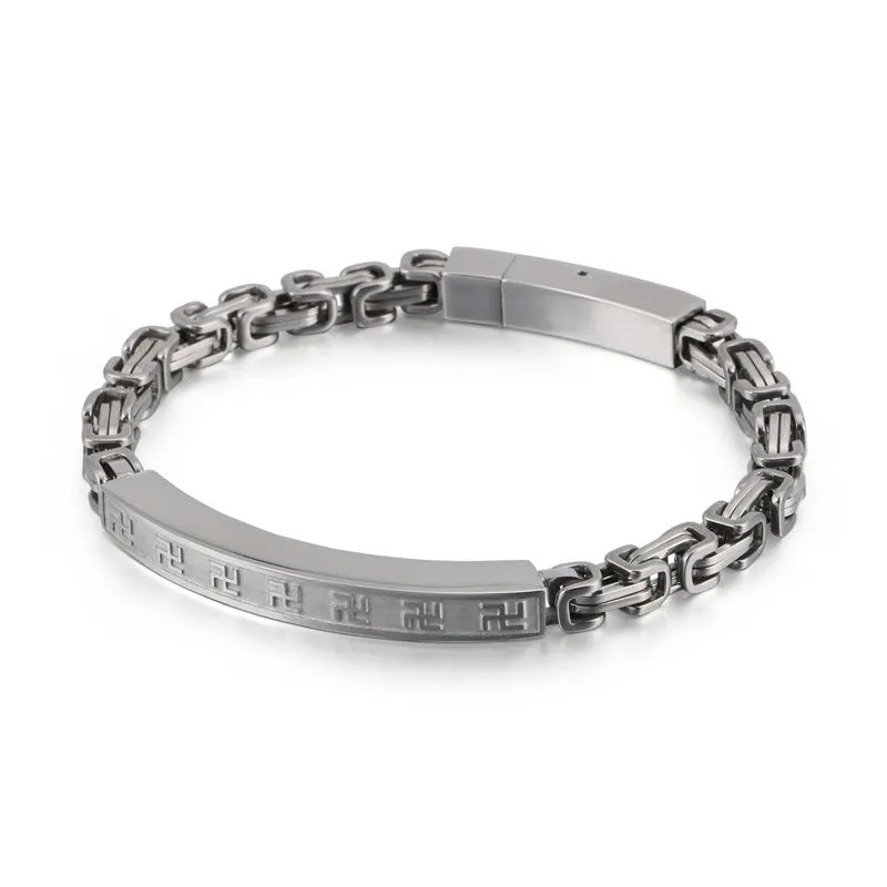 Stainless Steel Byzantine Men's Bracelet with Titanium Steel Finish - Planderful Everyday Genie Collection