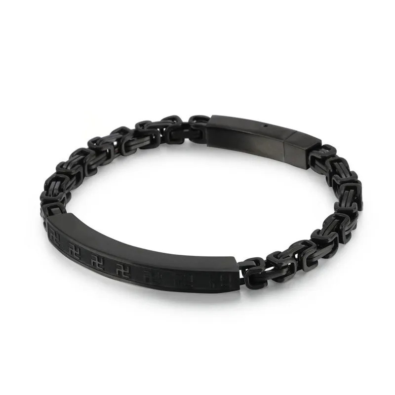 Stainless Steel Byzantine Men's Bracelet with Titanium Steel Finish - Planderful Everyday Genie Collection