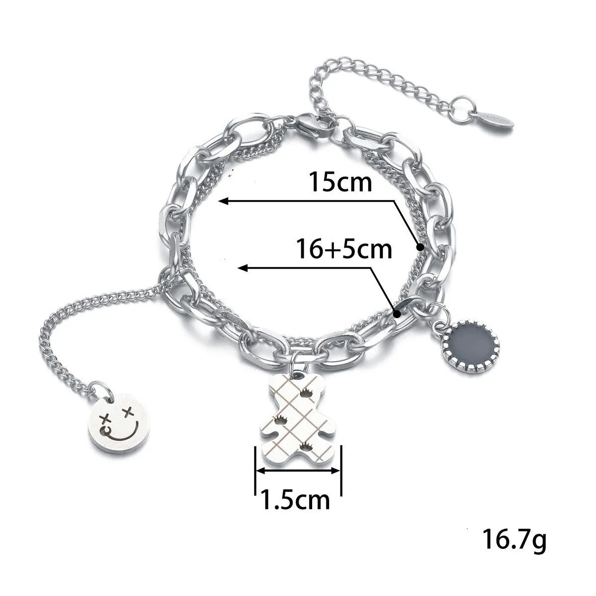 Stainless Steel Smiley Face Bracelet