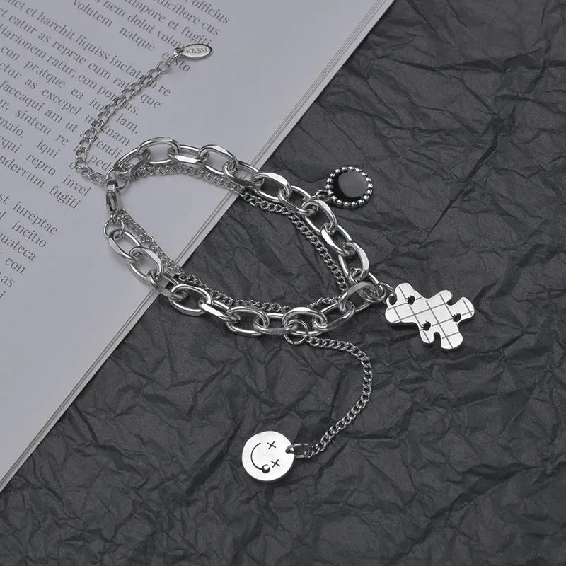 Stainless Steel Smiley Face Bracelet