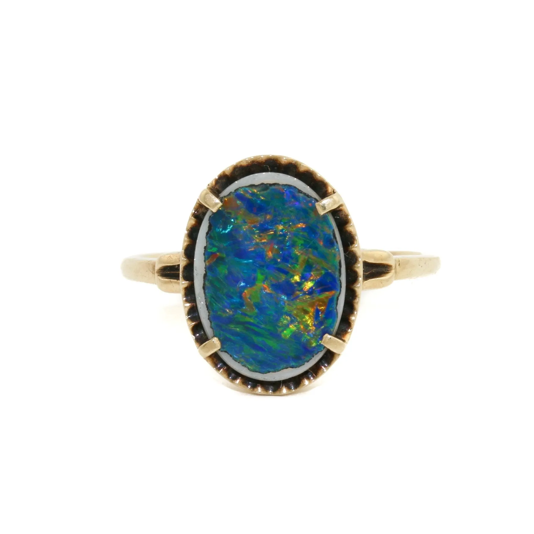 Stately 10K Gold x Australian Blue Opal