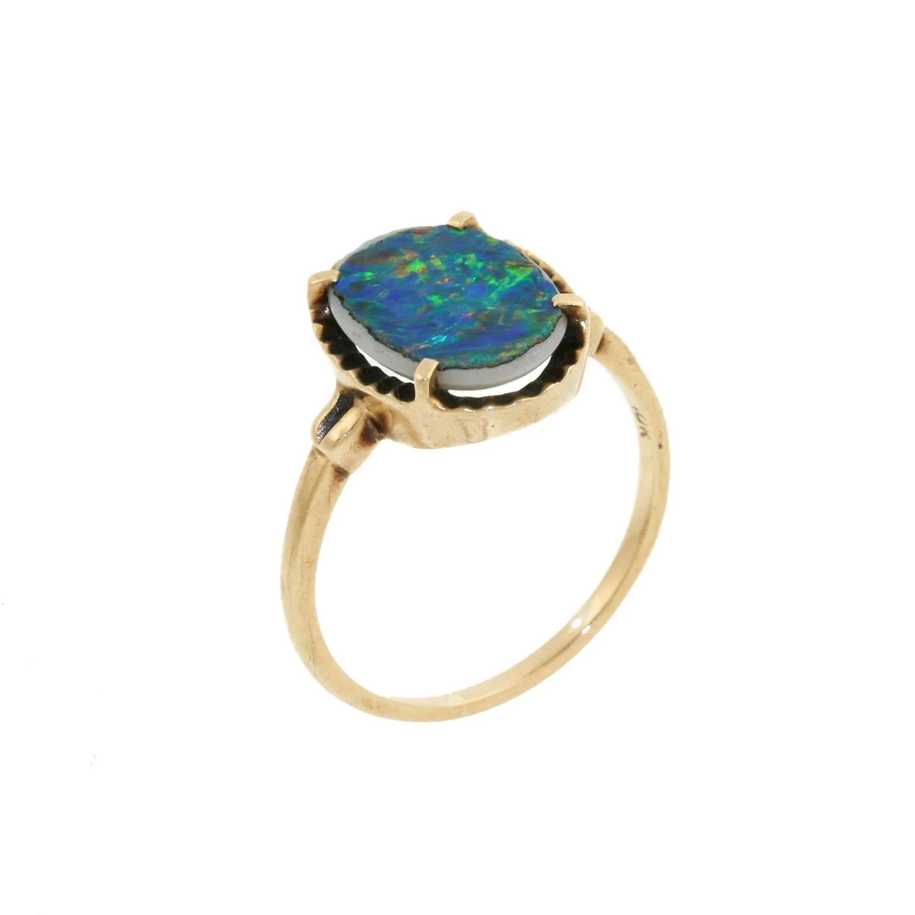 Stately 10K Gold x Australian Blue Opal