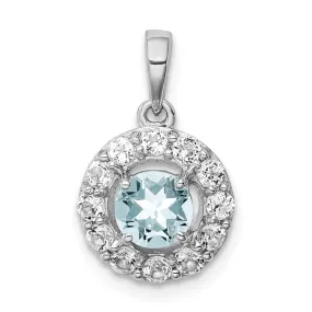 Sterling Silver Aquamarine & White Topaz Halo Pendant