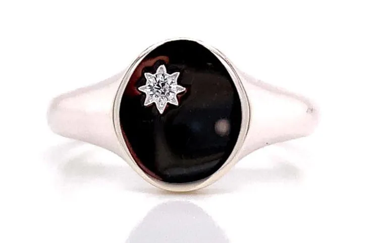 Sterling Silver Cz Signet Ring