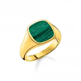 Sterling Silver Gold Plated Green Stone Ring TR2332-140-6