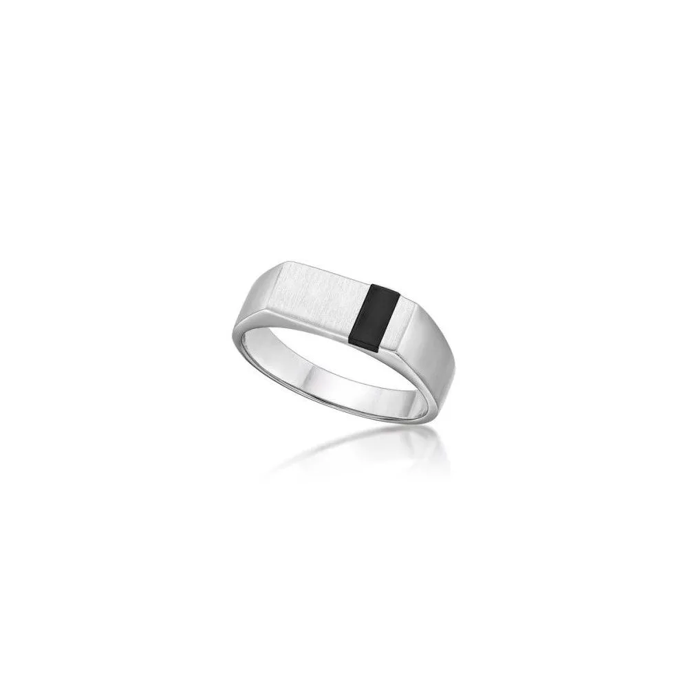 Sterling Silver Onyx Signet Style Ring