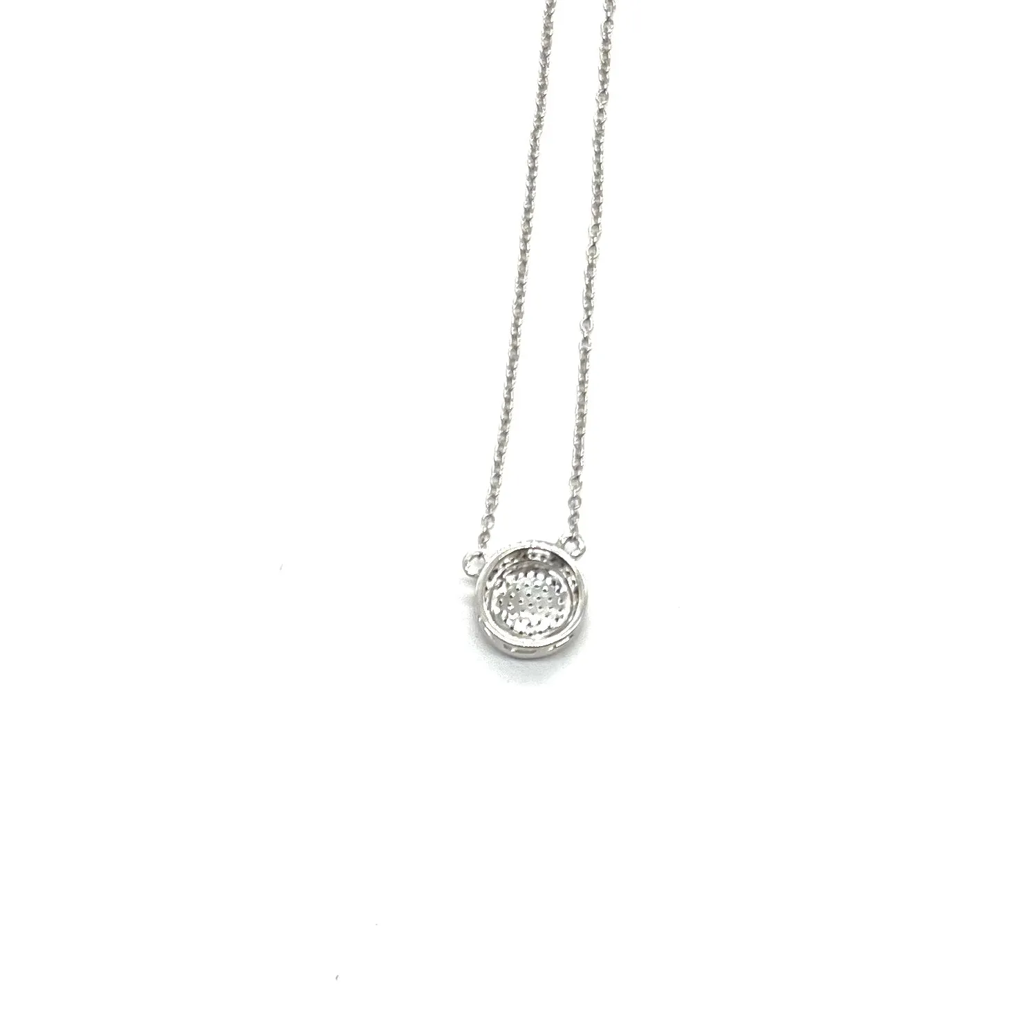 Sterling Silver Pave Diamond Circle Necklace