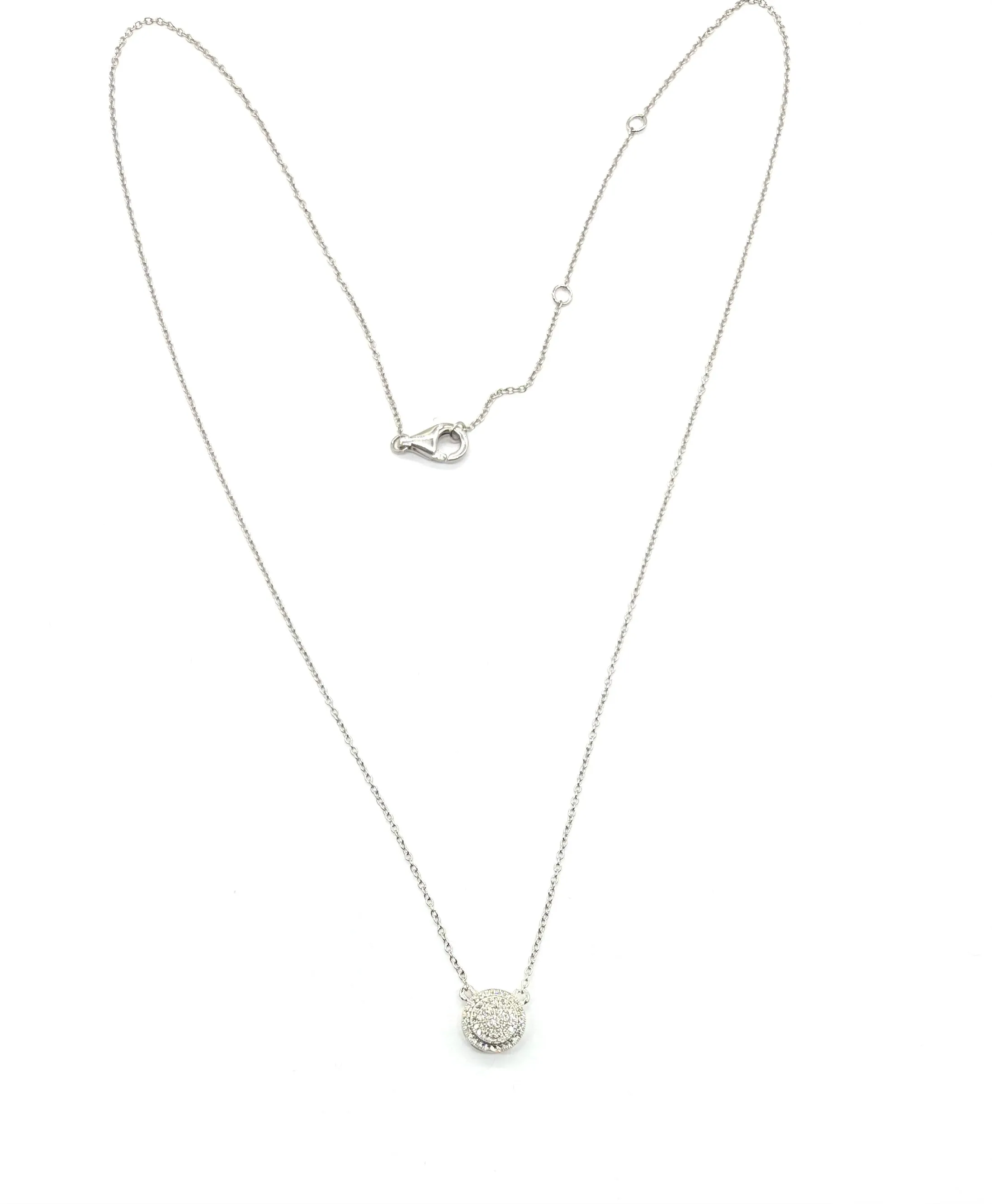 Sterling Silver Pave Diamond Circle Necklace