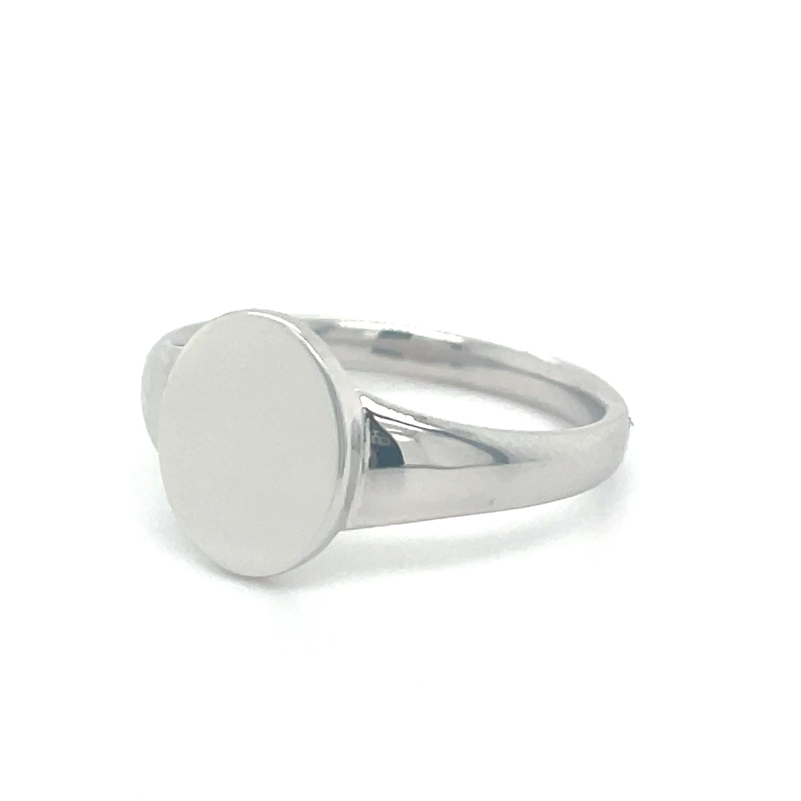 Sterling Silver Rhodium Plated Oval Signet Ring