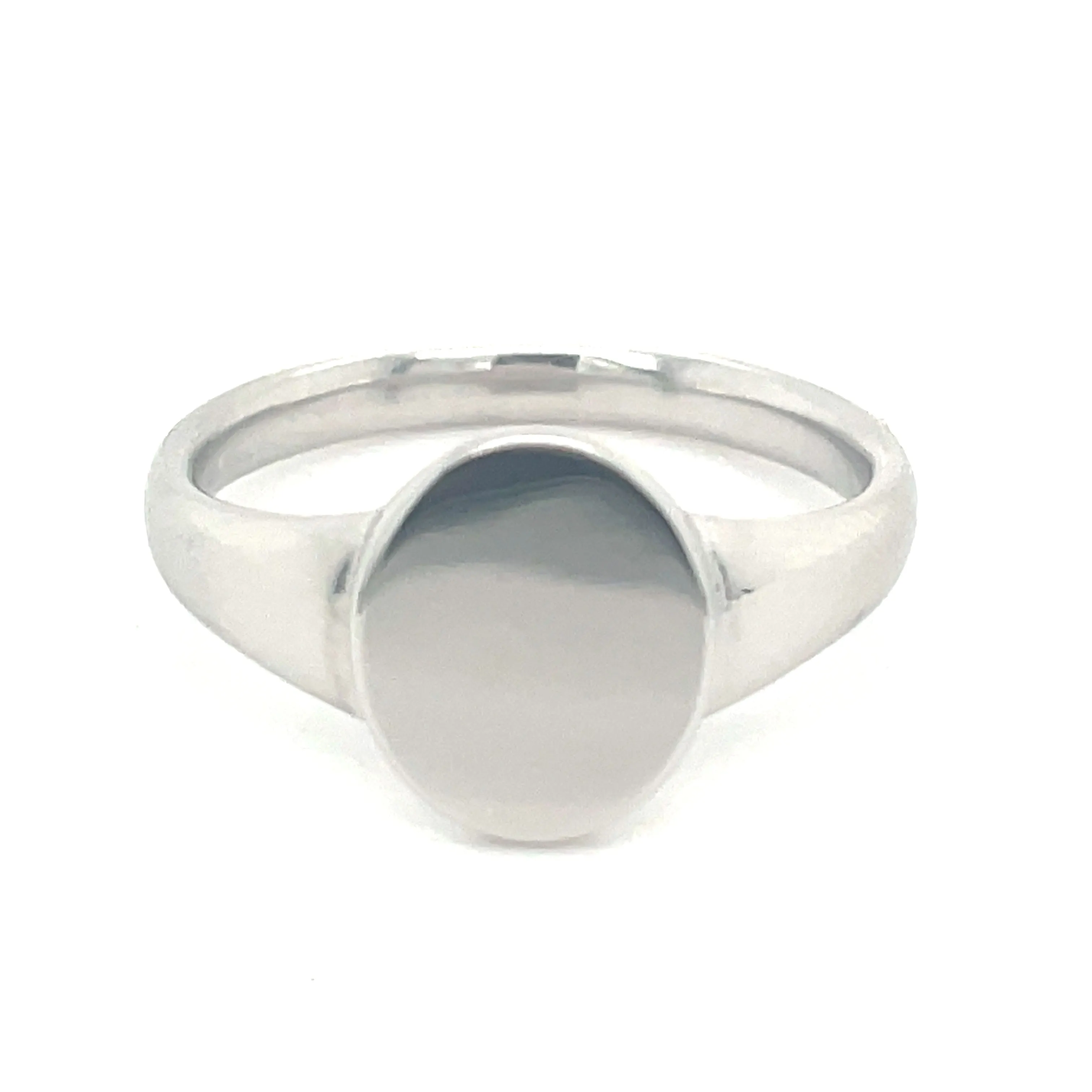 Sterling Silver Rhodium Plated Oval Signet Ring