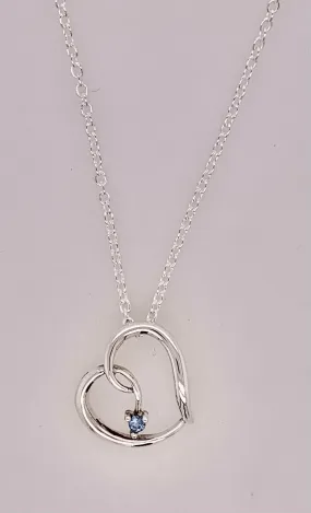 Sterling Silver Synthetic Aquamarine Heart Necklace