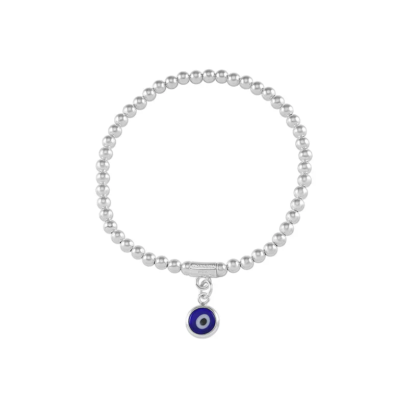 STRETCH BALL BRACELET WITH EVIL EYE CHARM