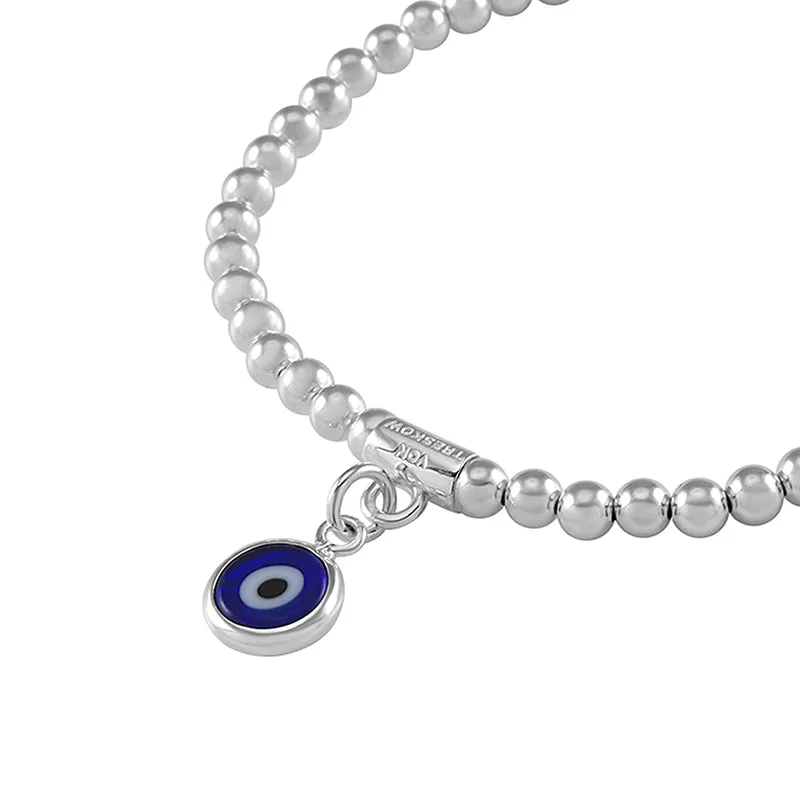 STRETCH BALL BRACELET WITH EVIL EYE CHARM