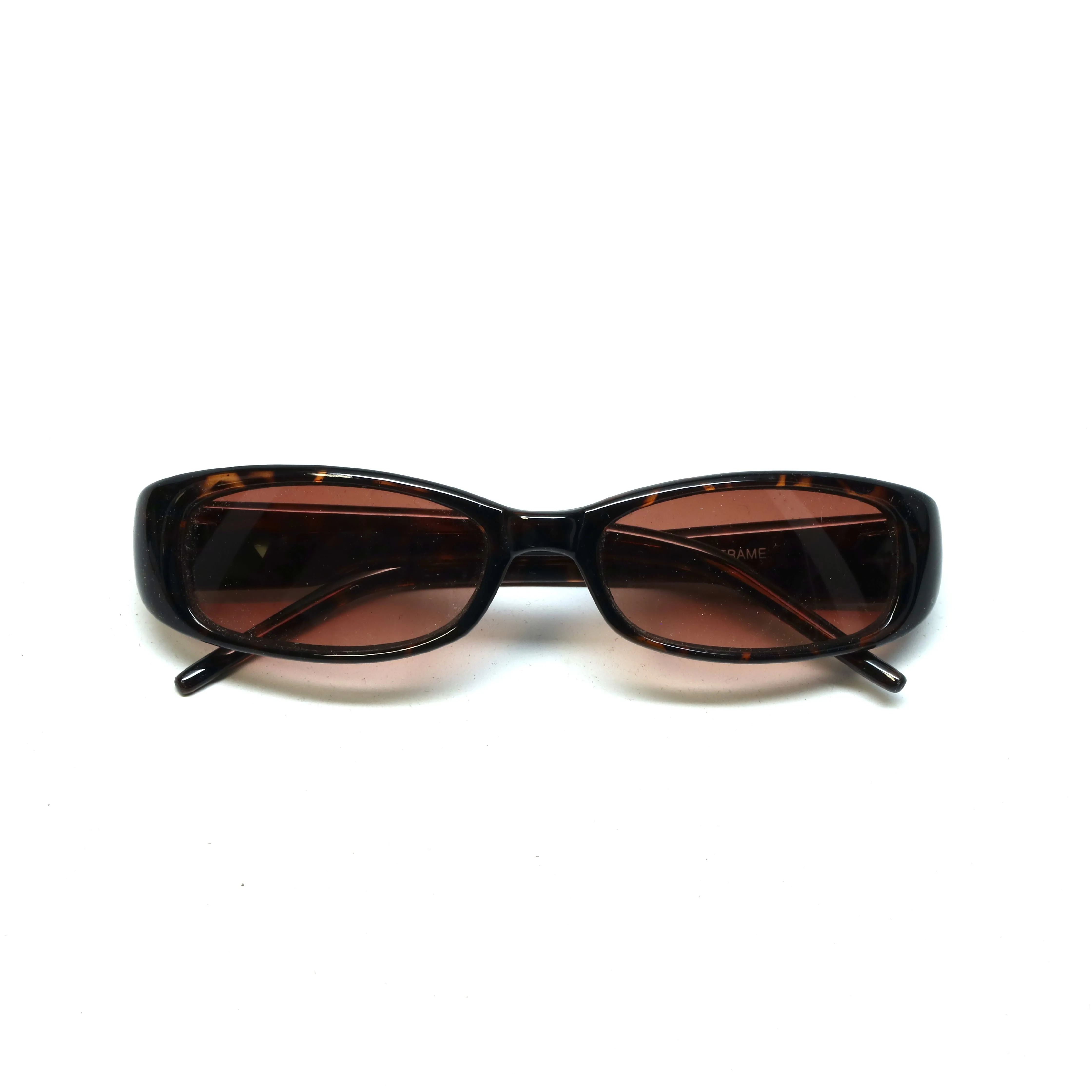 //Style 33// Deluxe Vintage 90s Narrow Rectangle Frame Sunglasses - Tortoise Red