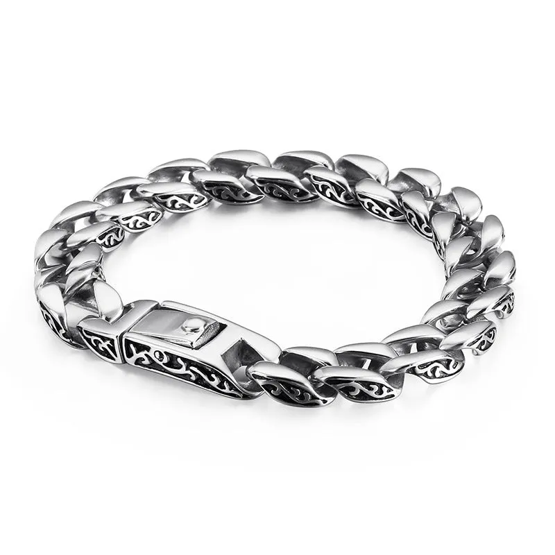 Stylish Custom Men's Titanium Steel Bracelet - Korean-Inspired Creative Retro Lace Stainless Steel Jewelry for Wholesale