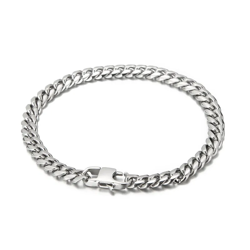 Stylish European and American Personalized Titanium Steel Men's Bracelet with Round Edge Encryption