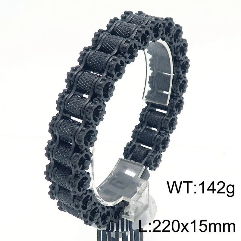 Stylish Hip-Hop Titanium Steel Men's Bracelet with Bicycle Chain Design - Cross-Border Trend Jewelry