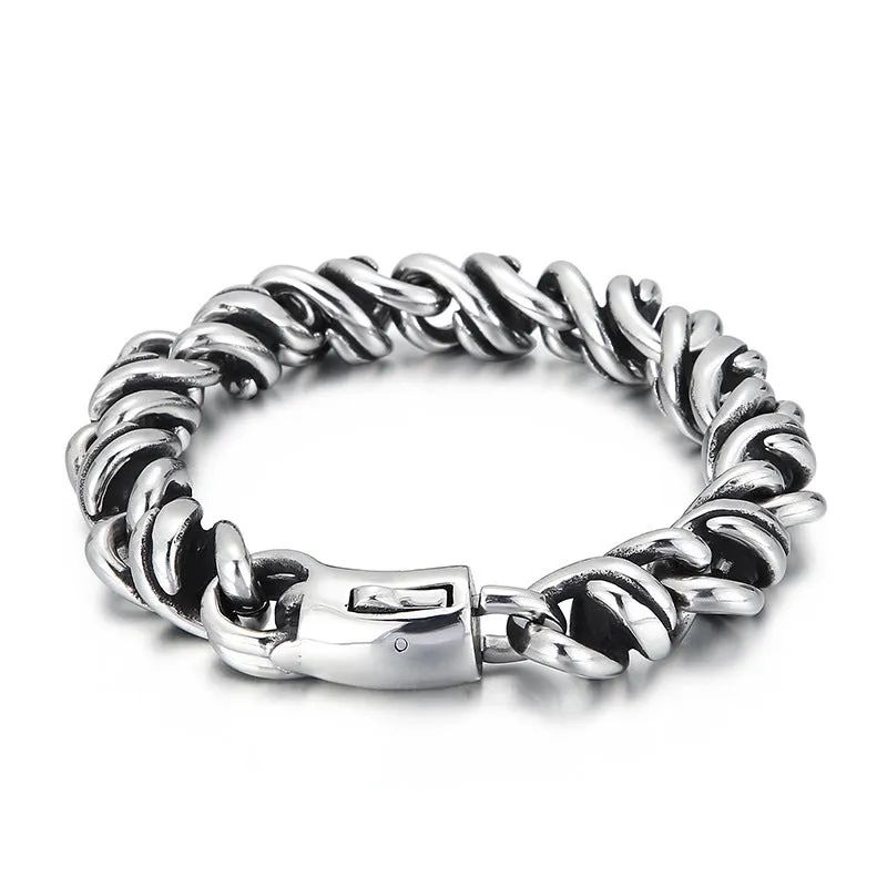 Stylish Titanium Steel Men's Bracelet with Polished Snap Button - A Trendy Gift for Him