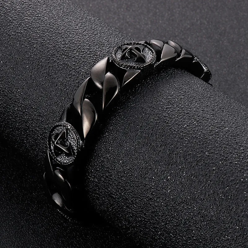 Stylish Titanium Steel Men's Bracelet with Retro Punk Cross Design