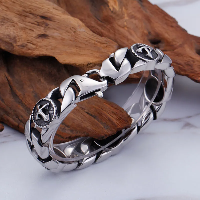 Stylish Titanium Steel Men's Bracelet with Retro Punk Cross Design